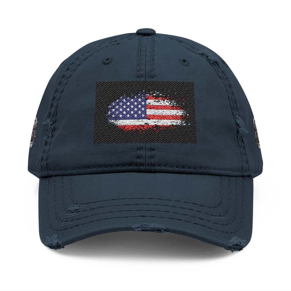 Distressed USA Flag Hat — Embroidered