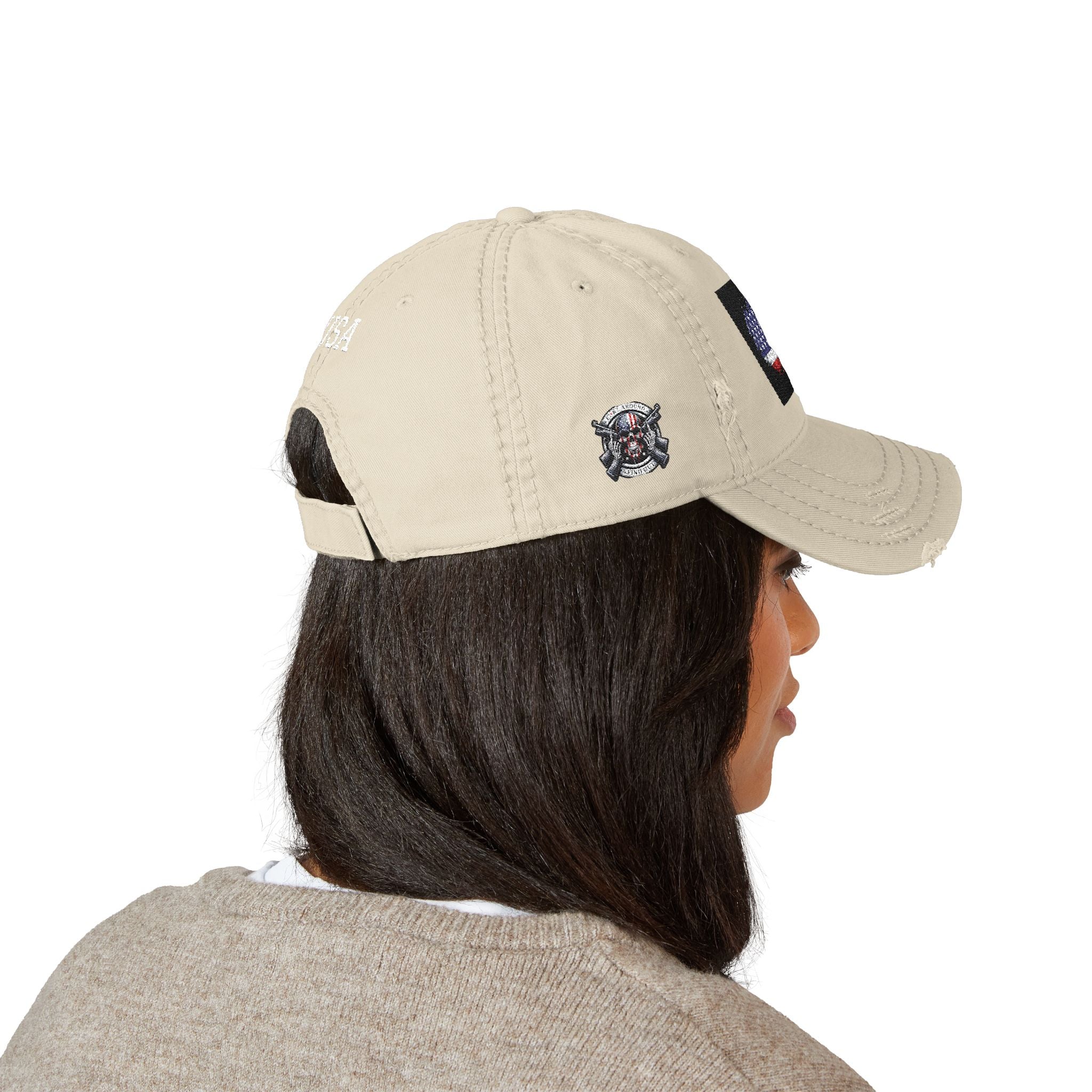 Distressed USA Flag Hat — Embroidered