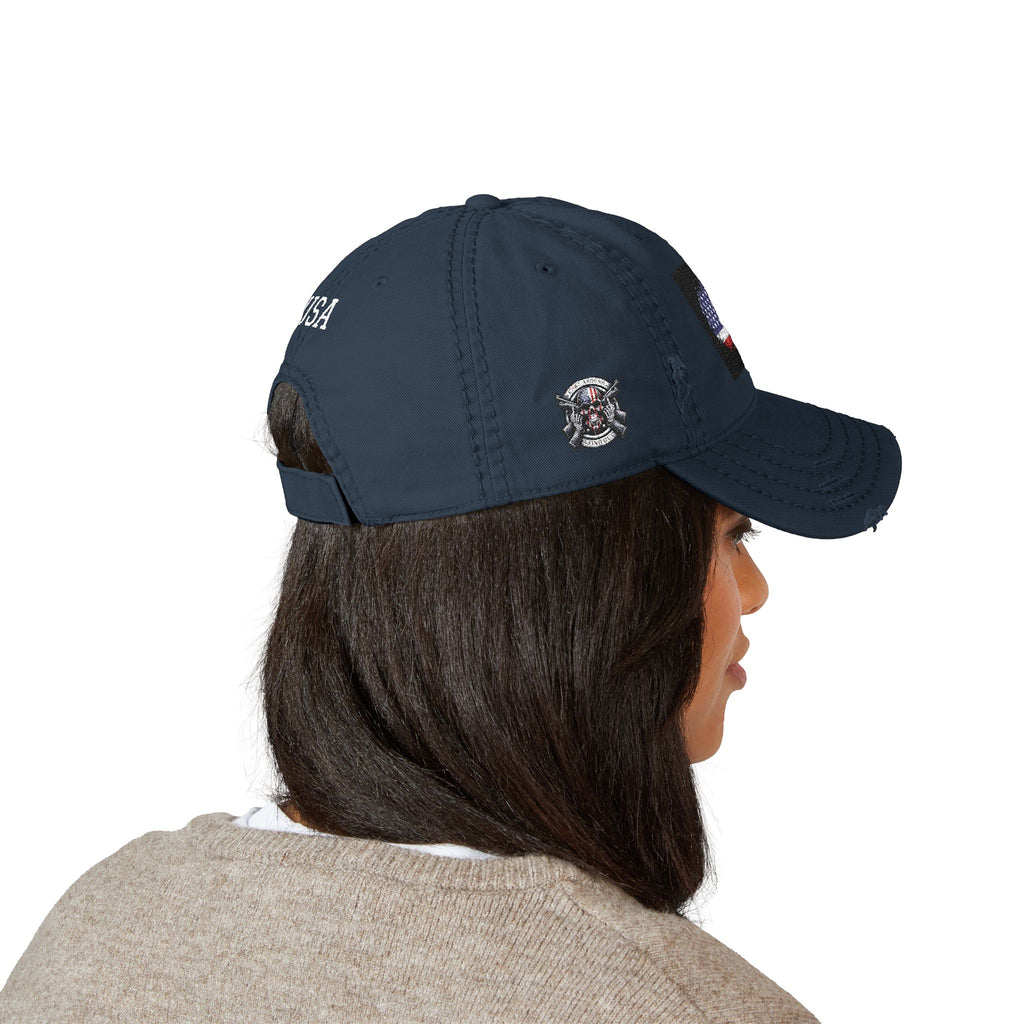 Distressed USA Flag Hat — Embroidered