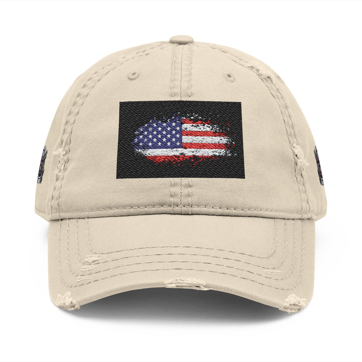 Distressed USA Flag Hat — Embroidered