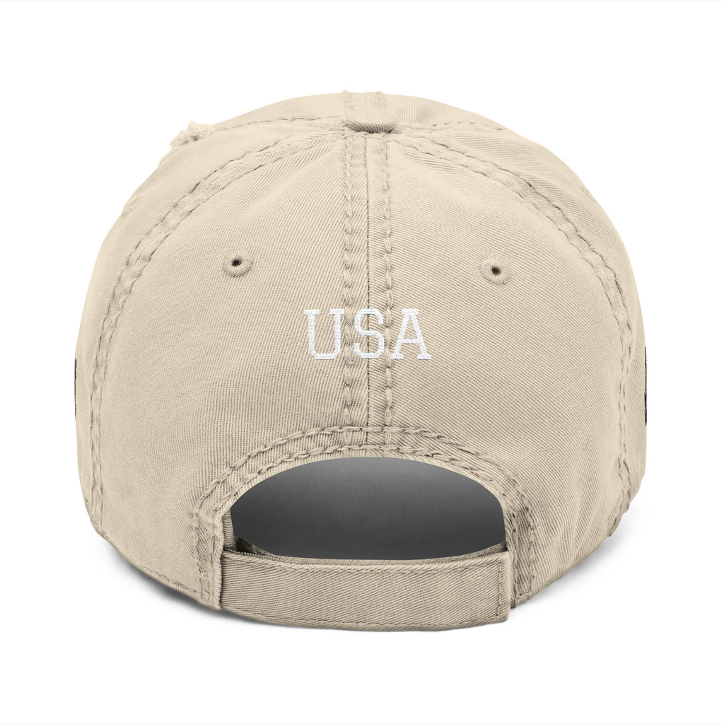 Distressed USA Flag Hat — Embroidered